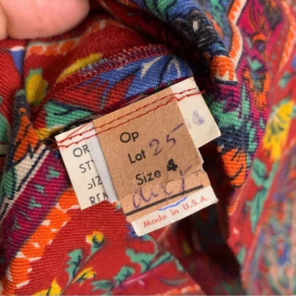 Albert Nipon Long Sleeve red floral button front a line dress small Vintage - Picture 10 of 15